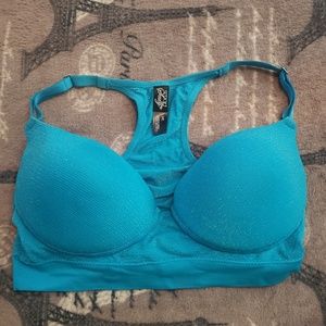 Bright blue sports bra